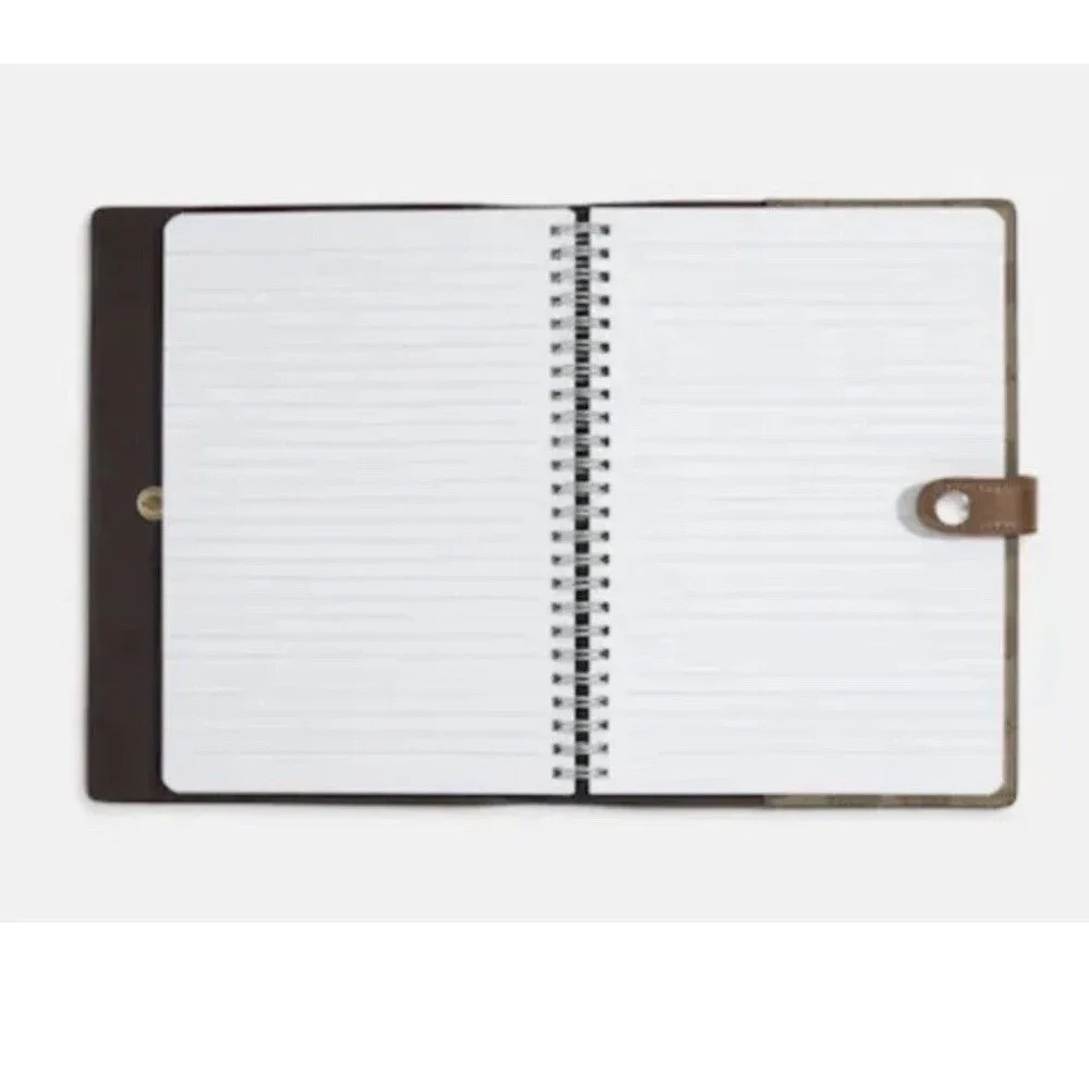 Coach Notebook & Pencil Case Set Signature Canvas Leather Khaki Brown Snap Zip - Picture 2 of 9
